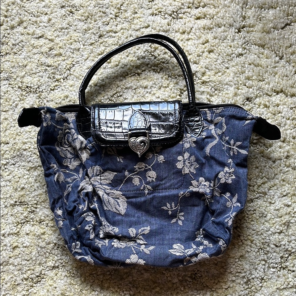 Elegant Blue Floral Handbag